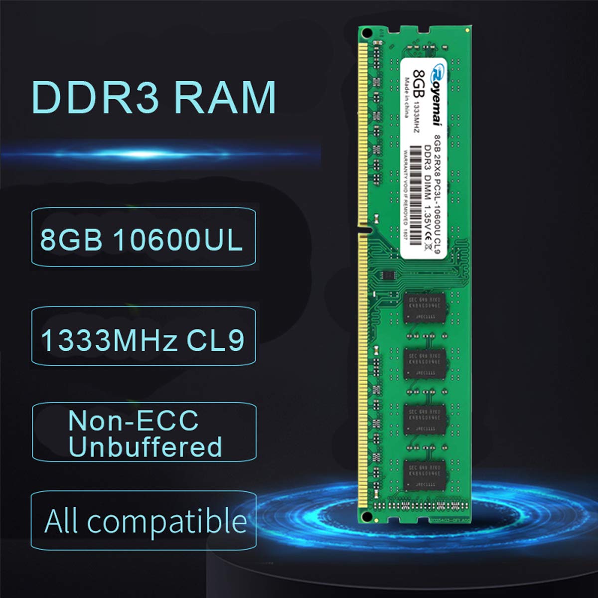 Amazon.com: 8GB DDR3L 1333MHz UDIMM, Royemai PC3L-10600U Memory